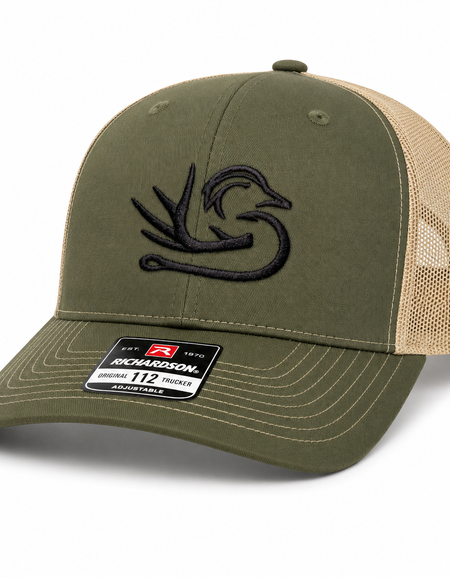 Southern Down Outfitters Richardson Army Green/ Tan Black Logo Hat