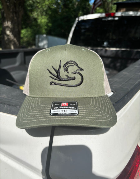 Southern Down Outfitters Richardson Army Green/ Tan Black Logo Hat