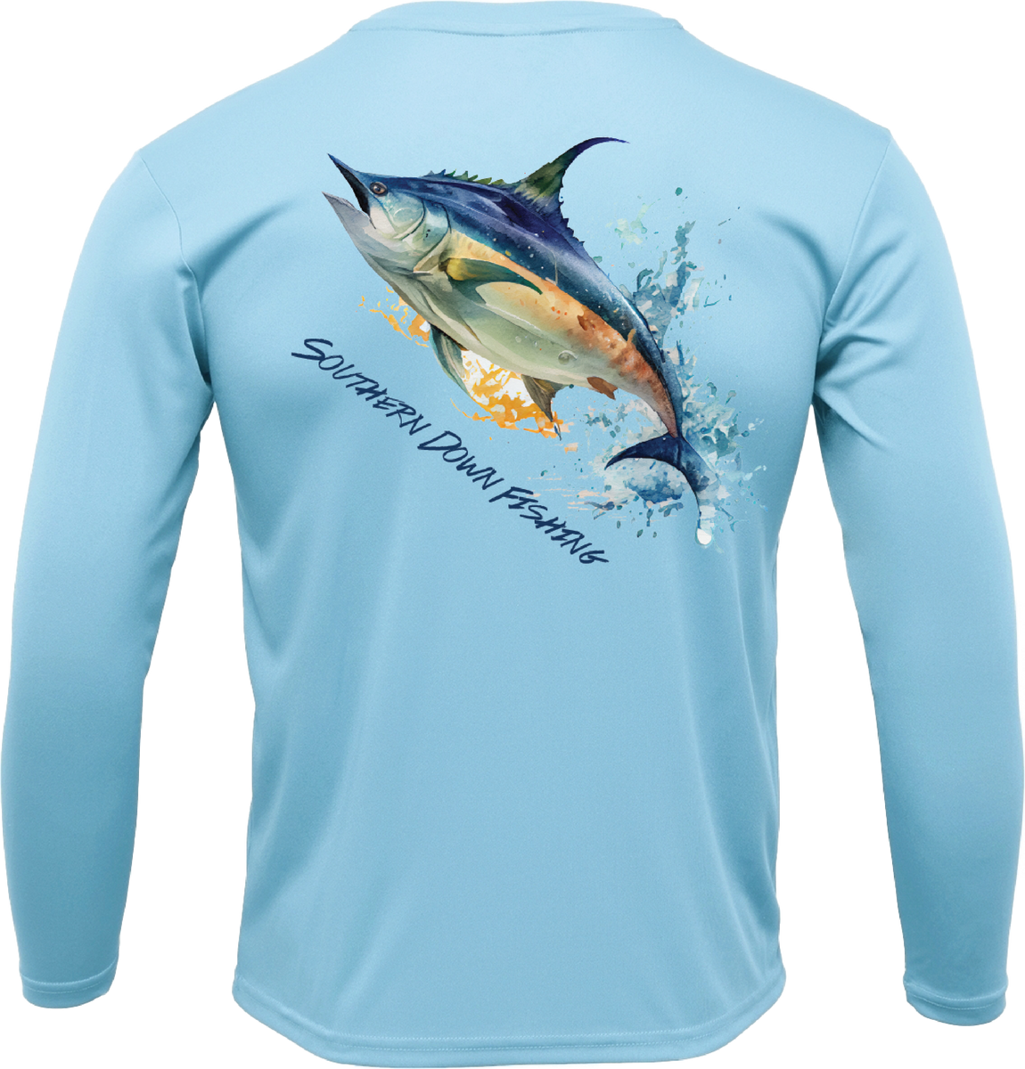 Tuna Fishing Blue Deep Sea Custom UPF Fishing Shirts Jersey, Custom Fishing Shirts with Hood NQS3216 Face Shield / S