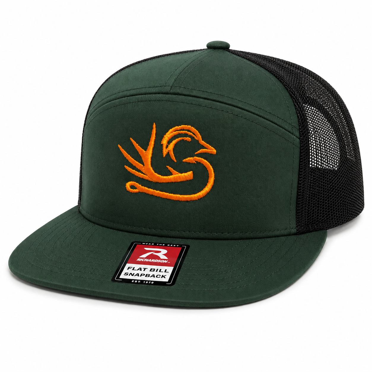 Southern Down Outfitters Richardson 7 Panel Dark Green Orange Logo Hat