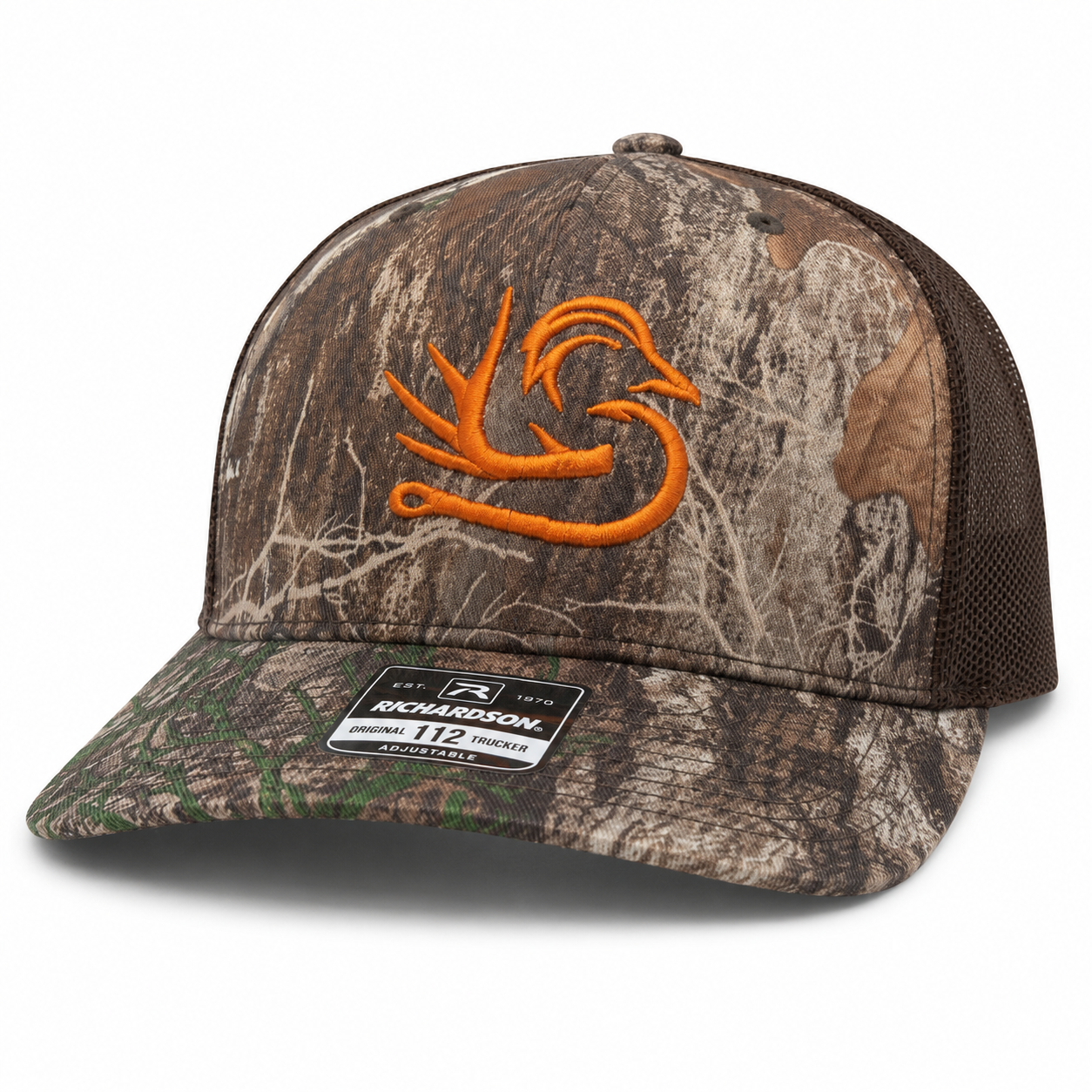 Southern Down Outfitters Richardson Real Tree Edge Orange Logo Hat