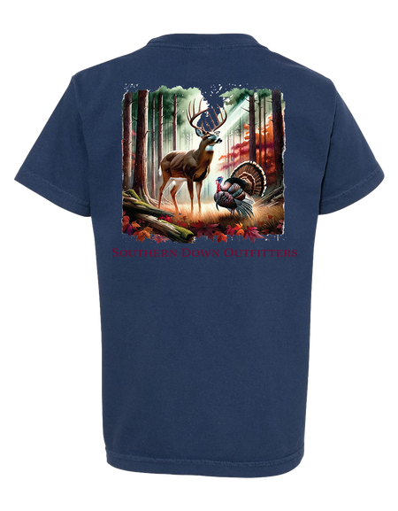 Deer & Turkey in Woods Youth Tee