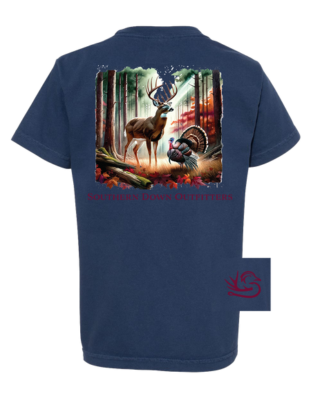 Deer & Turkey in Woods Youth Tee